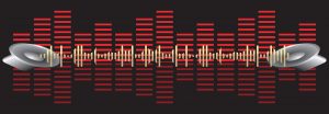 BPM of a song - how to understand beats per minute in songs and bpm in music. Image of an audio visualizer in red and yellow with speakers on either side.