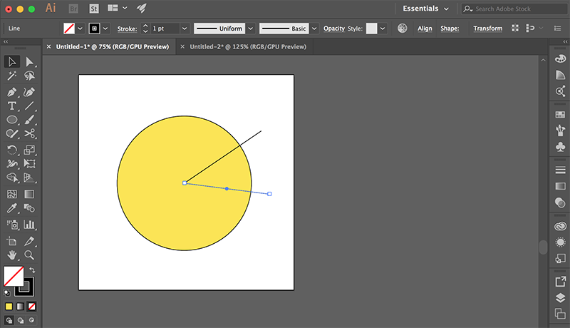 Draw lines for dividing the circle