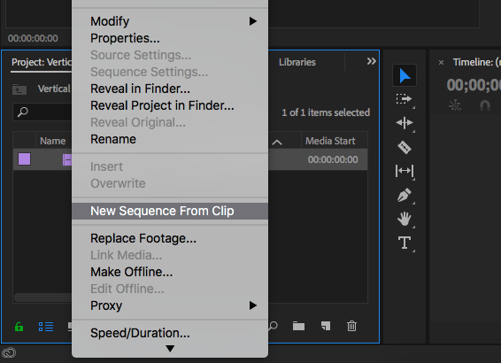 import clip and select sequence