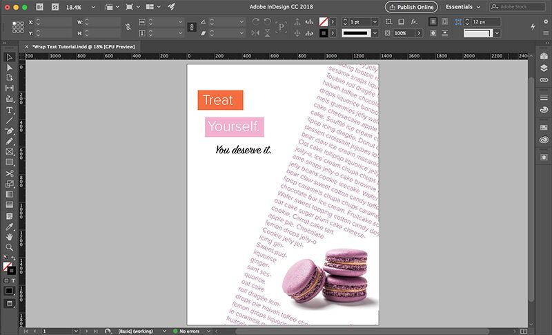 how to wrap text in indesign