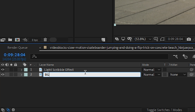 Naming layers in Adobe After Effects