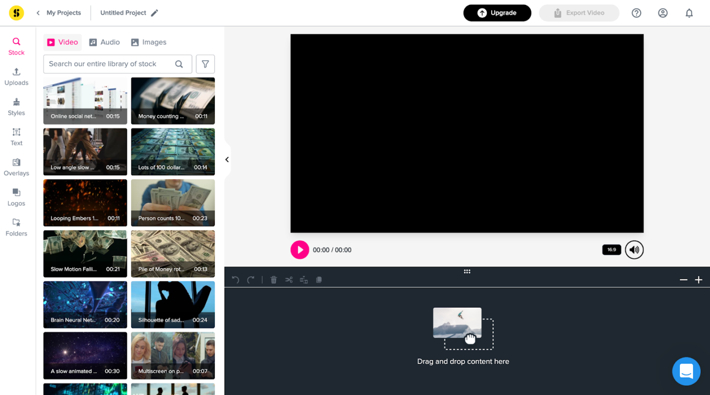 100+ video editing terms. Screenshot of Maker, Storyblocks' easy video editor.
