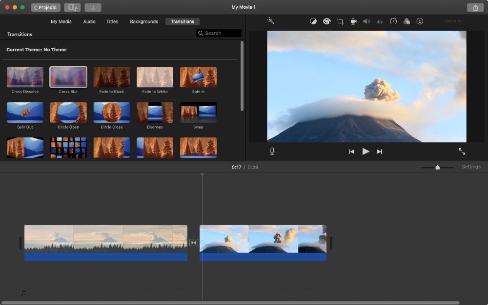 iMovie Editing Interface
