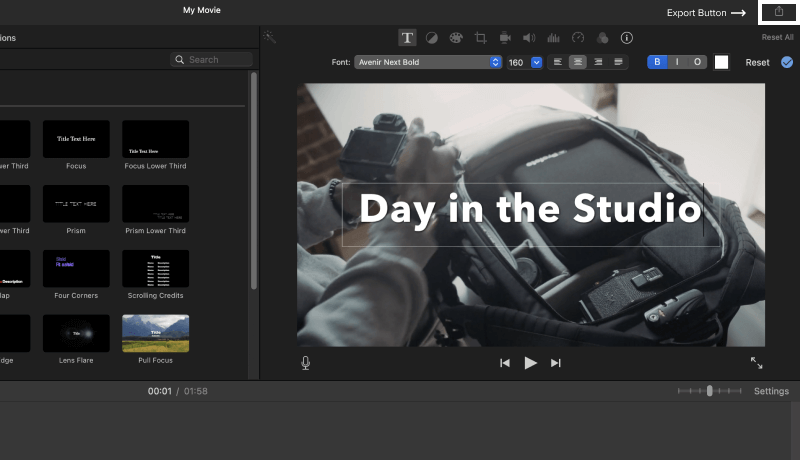 Press the "export" button in iMovie