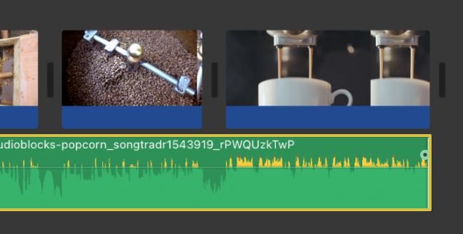 Locate fade handle dot in iMovie