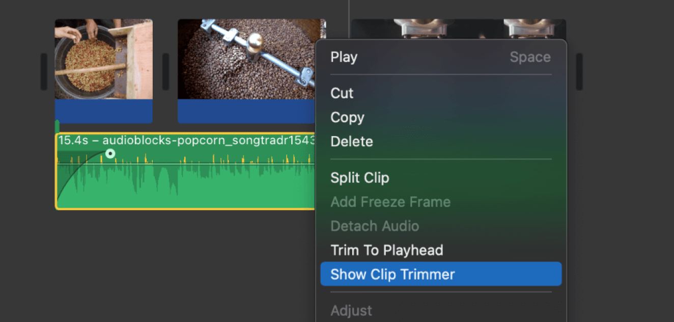 Show clip trimmer in iMovie