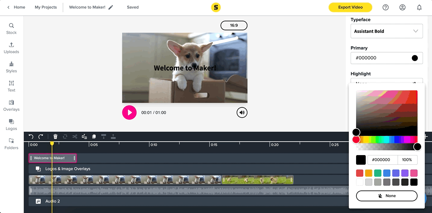 A photo of Storyblocks' Maker interface, including the other creative tools you can use to enhance the content.