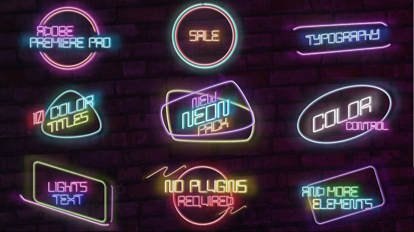 Neon typography pack. Top 10 Premiere Pro social media templates.